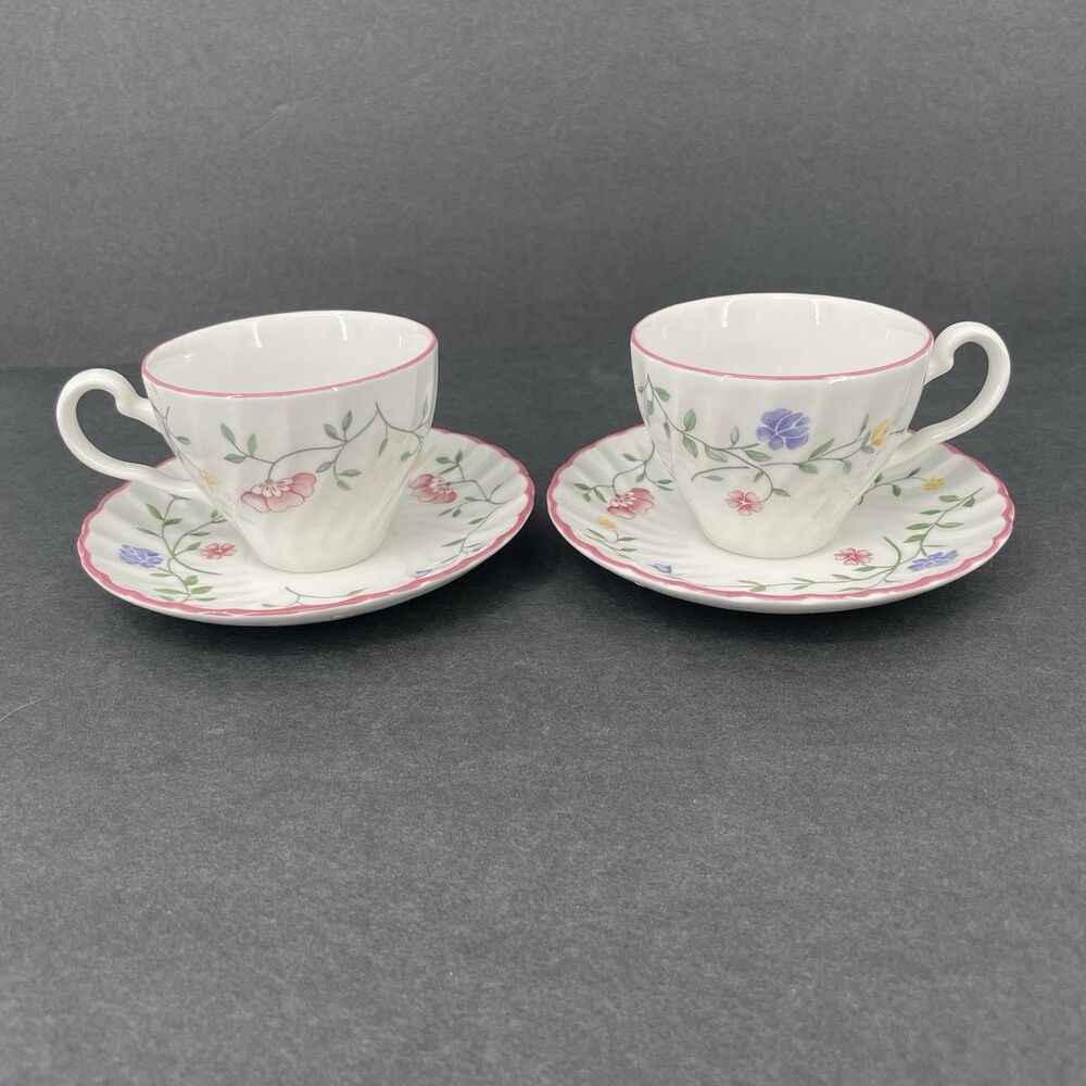 Set of 2 Johnson Brothers Summer Chintz Breakfast Tea Cup and Saucers England
